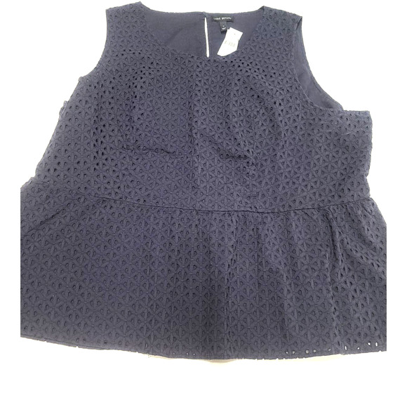 Lane Bryant navy eyelet peplum sleeveless top size 28 - Picture 3 of 8